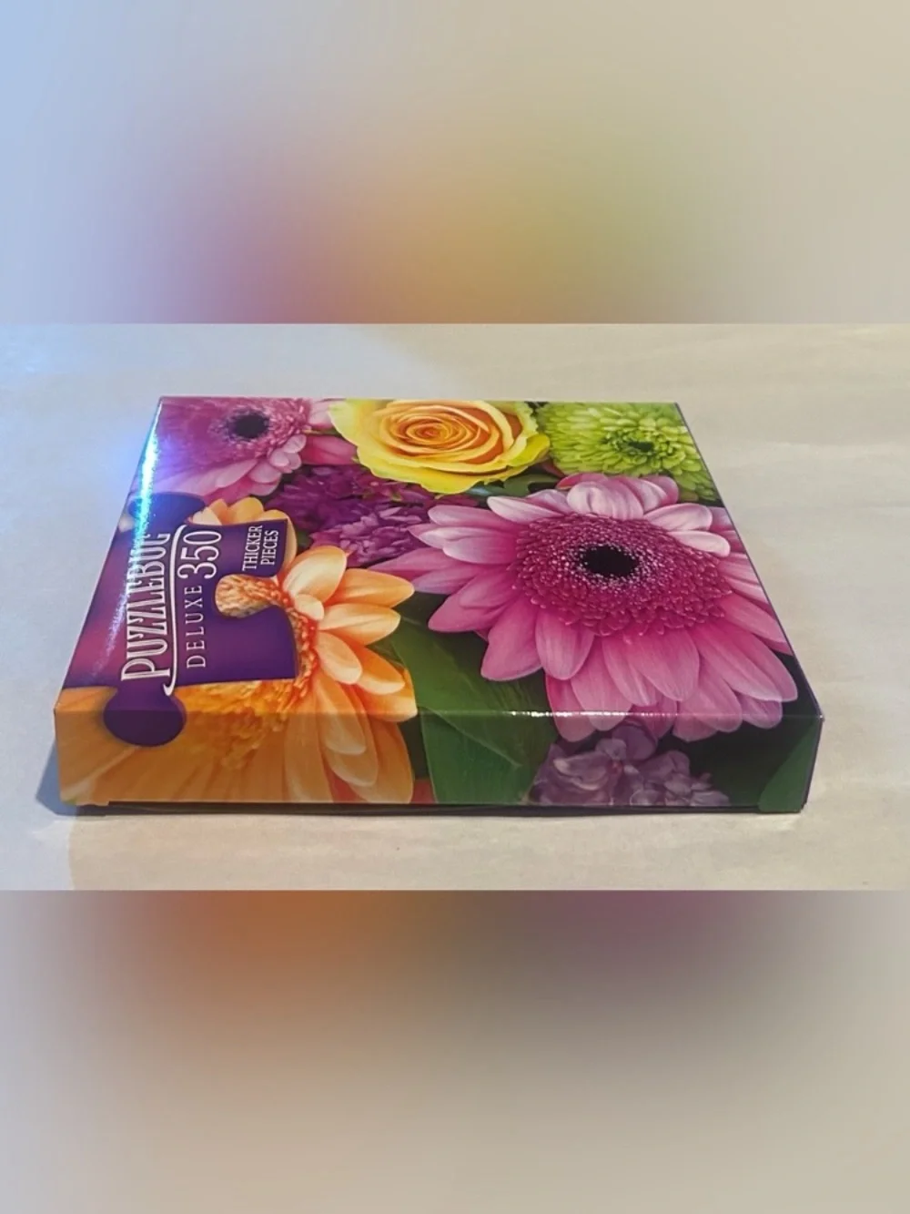 PuzzleBug Deluxe 350-Piece Jigsaw Puzzle - Bright Floral (Pink, Yellow, Green)